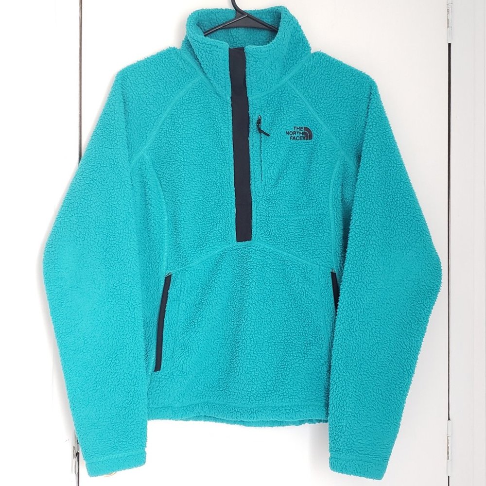 The North Face Turquoise Sherpa Pullover Sweater Womens Size Small